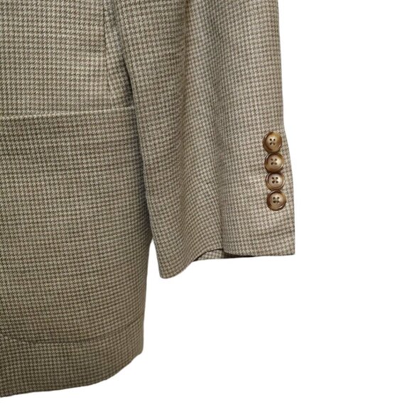 Brooks Brothers 346 Tan Houndstooth Silk Wool Linen Single Breasted Blaz… - Picture 4 of 12